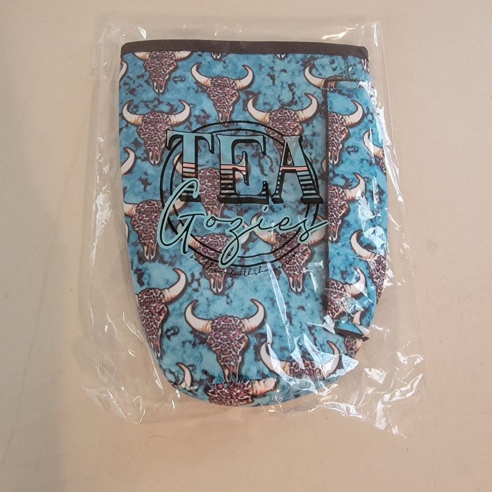 Teal Western Themed Loaded Tea Koozie - New